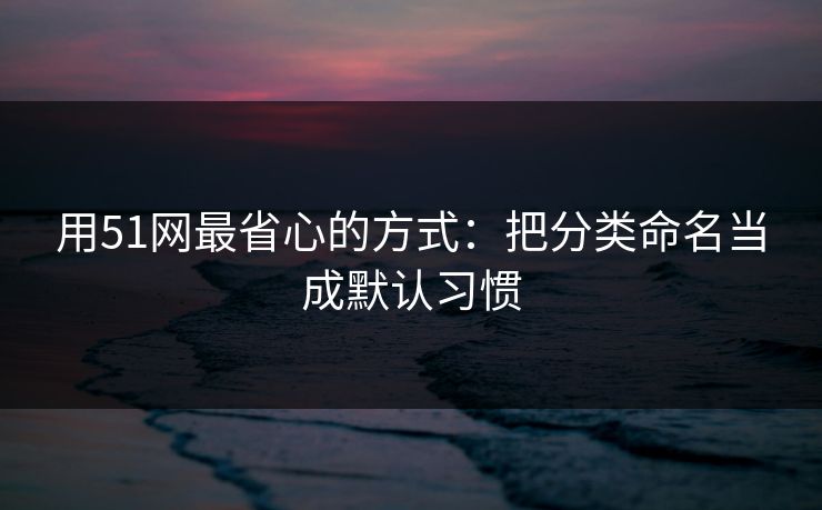 用51网最省心的方式:把分类命名当成默认习惯 用51网最省心的方式:把分类命名当成默认习惯